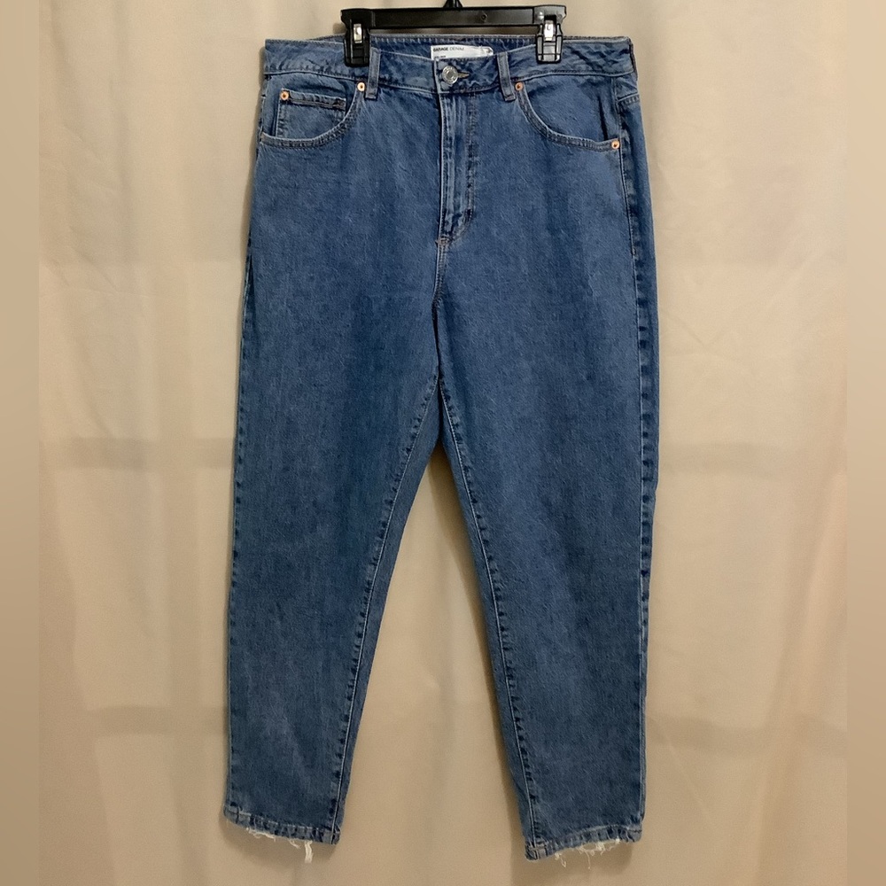 Garage Mom jeans with distressed hems